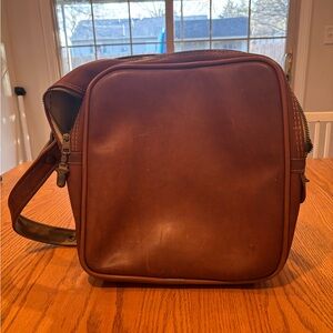 Vintage leather luggage or camera bag